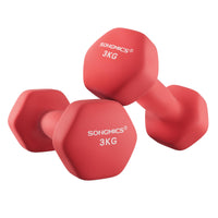 1 x RAW Customer Returns SONGMICS 2 x 3kg Dumbbell Set with Matte Neoprene Coating Non-Slip Strength Training Home Red SYL66RD - RRP €27.08