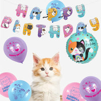 1 x Brand New YGCHEN Cat Balloons Foil Balloon Cat Birthday Round Aluminum Balloon Happy Birthday Banner Animals Latex Balloon Children s Birthday Decoration 22 Pieces  - RRP €19.2