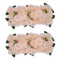 2 x Brand New Inweder Champagne Roses Artificial Flowers for Decoration 2Pcs Flower Panels for Table Decorative Flower Arrangements with Plastic Base Silk Flowers for Wedding Reception Table Runner Home Decoration - RRP €80.6