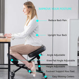 1 x RAW Customer Returns YOOTMEEN Ergonomic Kneeling Chair, Adjustable Desk Stool for Home and Office, Reduce Pressure on Your Shin with Adjustable Footrests, Brake Casters, Black - RRP €159.32