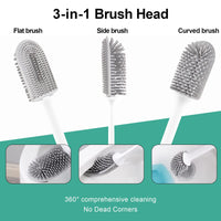 1 x RAW Customer Returns TORMAYS Toilet Brush with 3-in-1 Brush Head, Silicone Toilet Brush Flexible, Toilet Brush for Bathroom with Quick-Drying Container, Wall Mounted No Drilling 2 Sets of Adhesive Hooks  - RRP €15.99