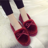 1 x RAW Customer Returns Sisttke Women s Slippers Winter Outdoor Warm Plush Soft Waterproof Faux Fur Home Slippers Moccasins,Red-F,35 EU - RRP €18.08