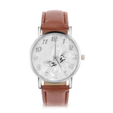 1 x RAW Customer Returns Fashion PU Leather Strap Quartz Watch, Analog Wrist Watches in 3 Colors, Women, Butterfly Pattern, Round Dial Watch, Female Business Quartz Leather Strap Wristwatches Brown  - RRP €52.8