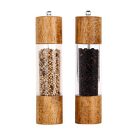 1 x RAW Customer Returns Haomacro Salt and Pepper Mill Set, Wooden Salt and Pepper Mills, Salt and Pepper Shakers with Visible Acrylic Window, Ceramic Grinding Core, 2 Pack - RRP €21.17