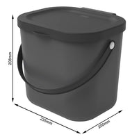 3 x RAW Customer Returns Rotho Albula organic waste bin 6l with lid for the kitchen, plastic PP BPA-free, anthracite, 6l 23.5 x 20.0 x 20.8 cm  - RRP €34.77