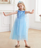 1 x Brand New ZaisuiFun Princess Elsa Dresses Birthday Party Halloween Ice Queen Costume with Accessories for Little Girls Mardi Gras Snow Queen Disguise Blue Carnival Blue, 134-140 label 140  - RRP €32.99