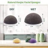 2 x RAW Customer Returns Pack of 3 Natural Konjac Sponge Face Sponge Facial Sponges Facial Cleanser Facial Peeling Facial Cleansing Sustainable with Activated Charcoal and Aloe Vera for All Skin Types Black  - RRP €16.1