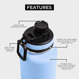 1 x RAW Customer Returns BOZ stainless steel drinking bottle stainless steel drinking bottle 1l leak-proof thermos flask 1l BPA-free insulated bottle drinking bottle suitable for carbonated drinks drinking bottle for sports light blue  - RRP €23.24