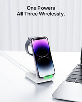 1 x RAW Customer Returns Intoval Wireless Charging Station, 3 in 1 Charger for Apple iPhone iWatch Airpods,iPhone 13,12,11 Pro, Pro Max XS XR XS X 8 Plus ,iWatch 7 6 SE 5 4 3 2,Earphone Pro 3gen. A3 white  - RRP €40.33