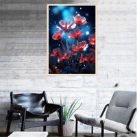 6 x Brand New 5D Diamond Painting Adults, Red Quinoa Flower Diamond Painting Pictures Full Drill, Flower DIY Diamond Painting Pictures Kits by Numbers for Children Girls Home Wall Decoration - 30x40cm LM  - RRP €122.4