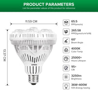 1 x RAW Customer Returns SANSI 36W LED Plant Lamp Full Spectrum E27 for Indoor Plants Grow Light with High PPFD Growth Lamps for Greenhouse Garden, Flowers, Vegetables, Hydroponics, Size 11.5 13.3cm, Cold White - RRP €49.99