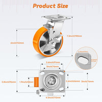 1 x RAW Customer Returns WBD WEIBIDA 150mm heavy duty castors with brake, load capacity 2300KG, 360 rotatable industrial castors heavy duty, durable polyurethane furniture castors for large instruments, workbenches and industrial, set of 4 - RRP €132.99