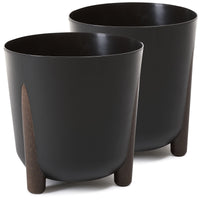 1 x RAW Customer Returns TULMERO matt flower pot, plant pot made of plastic planter, decorative pot for large and small plants, set of 2 flower pots, flower pots, herb pots, 2 pack black, 30 cm - RRP €34.27