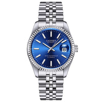 1 x RAW Customer Returns CADISEN Men s Automatic Watch Elegant Casual Mechanical Men s Watch with Sapphire Glass and Calendar Stainless Steel Strap Waterproof Watch Blue  - RRP €110.92