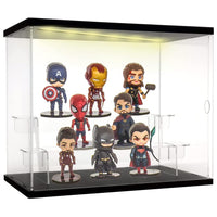 1 x RAW Customer Returns Nynelly Acrylic Display Case for Figures Showcase, Collection Display Case with Light, Acrylic Display 3-Tier Acrylic Display Case with Door, Dustproof Presentation Box for Figures, Black - RRP €38.99