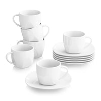 1 x RAW Customer Returns MALACASA, Elisa series, 12-piece set, cream-white porcelain coffee service, coffee mug set, coffee cups with saucers, tableware set for 6 people for coffee for tea for desserts  - RRP €30.24