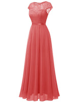 1 x RAW Customer Returns DRESSTELLS Women s Evening Dresses Elegant for Wedding Cocktail Dress Lace Ball Gowns Maxi Length Coral M - RRP €67.3