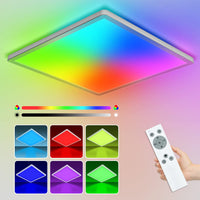 1 x RAW Customer Returns 24W LED ceiling light dimmable with remote control, 29.5cm 4000K RGB color changing ceiling lamp LED panel, IP54 square flat lamp bedroom for children s room living room bathroom neutral white 2350LM - RRP €29.99