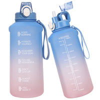 2 x Brand New WENLIM 2L Sports Drinking Bottle with Straw, 2 Liter Motivational Water Bottle with Time Marker, Large Bottle with Handle for Fitness - RRP €32.9