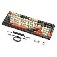 1 x RAW Customer Returns MAMBASNAKE K8 Colorful 3-Mode Mechanical Keyboard, 2.4G Wireless Bluetooth Gaming Keyboard with Coiled Cable, 19 RGB Backlight, Hot-Swap Red Switch for Laptop, PC, Mac Shimmer - RRP €61.0