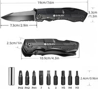 1 x RAW Customer Returns BIBURY Multitool, Utility Knife, 5 in 1 Stainless Steel Multifunction Knife, Multipurpose Pliers with Knife, Pliers, Screwdriver for Camping, DIY, Hiking, Hunting and Fishing - RRP €17.94