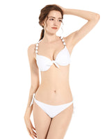 1 x RAW Customer Returns EONAR Women s Side Tied Bikini Sets Detachable Swimwear Push-up Halter Bikini Top, White, Size 40-42 70D 75D 80C 85B - RRP €31.0