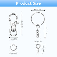 1 x RAW Customer Returns 120 pieces key ring set with 30 pieces key rings with chain, 30 pieces key ring carabiners, 30 pieces split rings and 30 pieces screw eye pins for DIY key crafts silver . - RRP €6.02