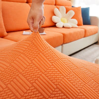 1 x Brand New ele ELEOPTION Stretch Sofa Seat Cushion Cover, Upgraded Spandex Non-Slip Sofa Seat Cover, Sofa Cover Couch Cover Sofa Cover for Sofa Seat Cushion Orange, Backrest Cover for Length 80-100CM  - RRP €15.12