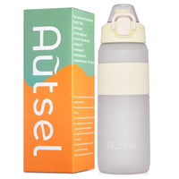 1 x RAW Customer Returns Autsel 800 ml drinking bottle, leak-proof water bottle, water bottle, sports bottle made of Tritan for sports, bicycles, outdoors, WHITE - RRP €10.06