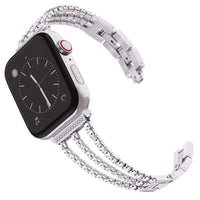 1 x RAW Customer Returns NewWays Replacement Bracelet Strap Compatible for Apple Watch 42mm 44mm 45mm Women, Stainless Steel Metal Diamond Bracelets for iWatch Series SE 9 8 7 6 5 4 3 2 1,Silver - RRP €19.15