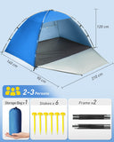 1 x RAW Customer Returns Forceatt beach tent, portable extra light beach tent, sun protection beach, for 3-4 people, with UV protection 50 , easy installation, for family, beach, garden, camping - RRP €34.27