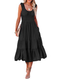 1 x RAW Customer Returns Dokotoo Women Summer Dress Elegant High Waist Solid Color Strapless A-Line Party Dress Leisure Dating Size S-XL A Black M - RRP €24.0