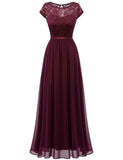 1 x RAW Customer Returns DRESSTELLS Women s Evening Dresses Long Chiffon Bridesmaid Dresses Wedding Dress Lace Dresses Burgundy XL - RRP €67.3