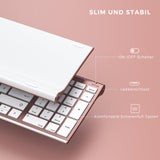 1 x RAW Customer Returns seenda Keyboard Mouse Set Wireless, Rechargeable Aluminum Keyboard with Compact Design, Ultra Thin and Quiet Wireless Keyboard with Mouse for PC Laptop Smart TV, 1200 DPI, QWERTZ Layout, White Pink Gold - RRP €40.33