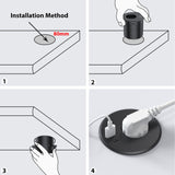 1 x RAW Customer Returns Built-in socket with USB, Dinolink socket desk for 80mm table hole, table socket equipped with 1 Schuko, 1 USB-A connection, 1 USB-C connection and 2m power cable, white - RRP €30.24