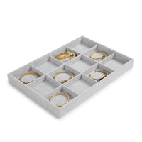 1 x RAW Customer Returns Oirlv Gray Velvet Jewelry 12 Grids Jewelry Tray, Jewelry Box Jewelry Storage Jewelry Organizer Tray - RRP €25.2