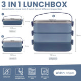 1 x RAW Customer Returns Bugucat Lunchbox 2400ML, 3 in 1 Bento Box Lunch Box Leakproof Airtight Lunch Box with Compartments and Cutlery Set, Breakfast Box Snack Box for On the Go, Lunch Box for Adults Dark Blue - RRP €18.99