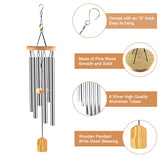 1 x RAW Customer Returns JelyArt Wind Chimes for Outdoor Use, 6 Aluminum Alloy Tubes Chime for Garden Balcony Outdoor Hanging Metal Silver  - RRP €11.74