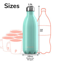 1 x RAW Customer Returns PROWORKS Stainless Steel Water Bottle, BPA Free Insulated Vacuum Metal Bottle for 12 Hour Hot 24 Hour Cold Drinks, Sports and Gym Water Bottle - 1.5 Liter - Green - RRP €37.0