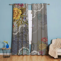 1 x RAW Customer Returns Michorinee Curtains Opaque Curtain Yellow Floral Pattern Vintage Blackout Curtain with Eyelets Country Style Decorative Curtain Leaves for Living Room Window 2 Pieces 210 132cm H W  - RRP €50.99