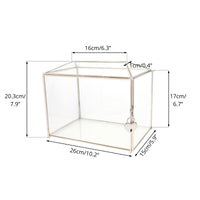 1 x RAW Customer Returns NCYP 26x15x20cm Silver Glass Card Box with Slot and Lock for Birthday Party, Handmade Geometric Card Holder, Home Decoration, Plant Terrarium Only Glass Box and Lock  - RRP €47.02