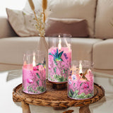 1 x RAW Customer Returns Eywamage Pink Hummingbird Flower Glass Flameless Pillar Candles with Remote Control, Flickering LED Battery Candles 3 Pack - RRP €27.22