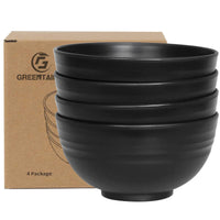 1 x RAW Customer Returns Greentainer 24 OZ bowl cereal bowls salad bowls set of 4 710ml Fruit bowl, soup bowl for children and adults Lightweight Shatterproof Dishwasher-microwave safe Black - RRP €14.62