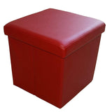 2 x RAW Customer Returns Style home stool with storage space, foldable bench, seat chest made of imitation leather, padded seat cube footstool storage box with lid, for living room bedroom, 38 38 38 cm dark red  - RRP €41.8