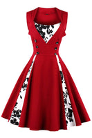 1 x RAW Customer Returns Axoe ladies 50s vintage dress, wine red-flowers, L - RRP €38.1