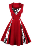 1 x RAW Customer Returns Axoe ladies 50s vintage dress, wine red-flowers, L - RRP €38.1