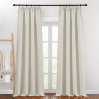 1 x RAW Customer Returns PONY DANCE Modern Curtains for Living Room 2 Pieces 140x260 CM - Blackout Curtain with Tape Thermal Insulating Curtains for Interior Window, Light Beige - RRP €42.01