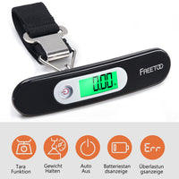 1 x RAW Customer Returns FREETOO Luggage Scale Portable Digital Suitcase Scale LCD Display with Backlight Tare Function Practical for Travel Family Life up to 50KG Black  - RRP €14.11