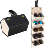 1 x RAW Customer Returns PU Leather Glasses Case for Glasses Organizer Sorting Box Sunglasses Glasses Storage Container Jewelry Watches Showcase with Foldable Stand 18 Grid - RRP €30.24