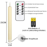 1 x RAW Customer Returns Eldnacele LED stick candles with timer function, flickering flame LED real wax candles with remote control, ivory stick candles LED 8 pieces 2 x 25CM for Christmas decoration, room decoration, wedding and party - RRP €35.28